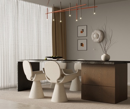 现代餐桌椅 岛台su模型