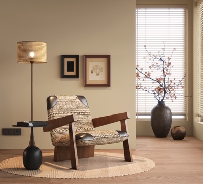 中古风休闲椅su模型