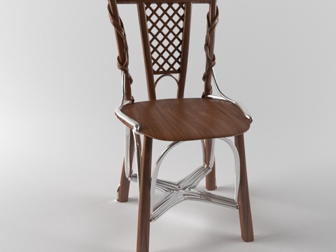 欧式休闲椅  木椅餐椅  书椅单椅su模型