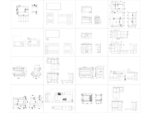 儿童高低床三视图图库cad施工图