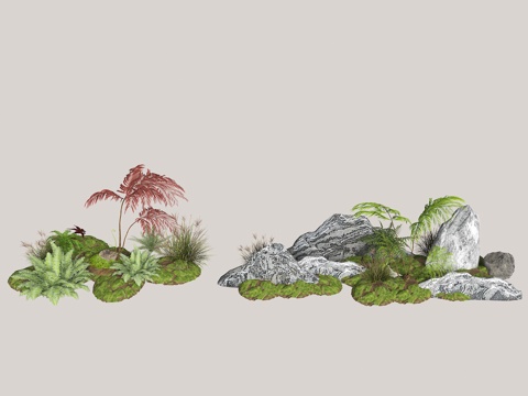 现代微地形 天井景观 庭院景观 庭院绿岛 室内庭院景观 花园su模型