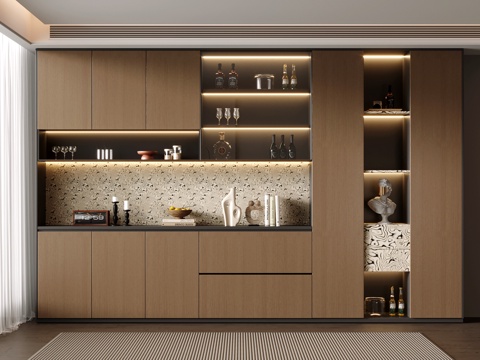 意式酒柜 中古餐边酒柜su模型