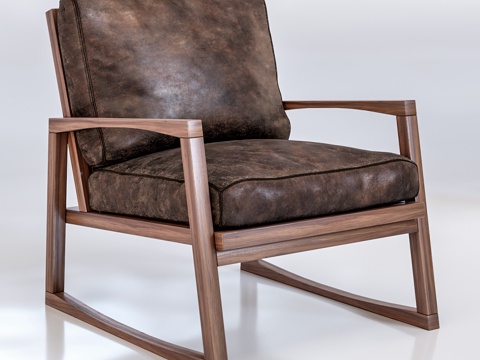 中古风休闲椅  单椅休闲椅 皮椅书椅su模型