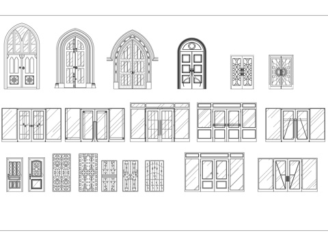 各类门窗立面图 门窗设计图 门窗结构图 立面门窗详图cad施工图