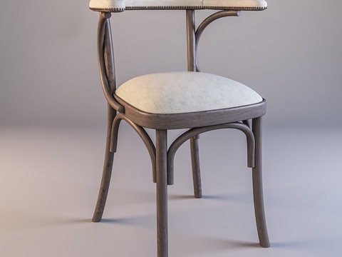 中古风休闲椅 木椅单椅 餐椅书椅su模型