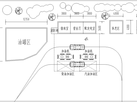  加油站总平面图cad施工图 
