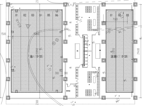 现代游泳馆平面图cad施工图