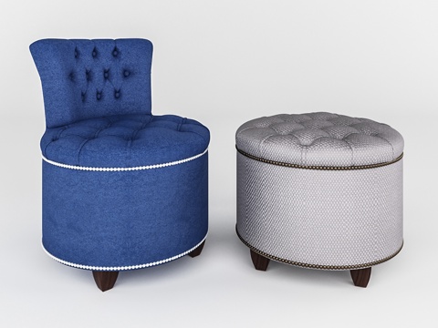 北欧休闲椅  儿童布椅  圆凳沙发凳su模型