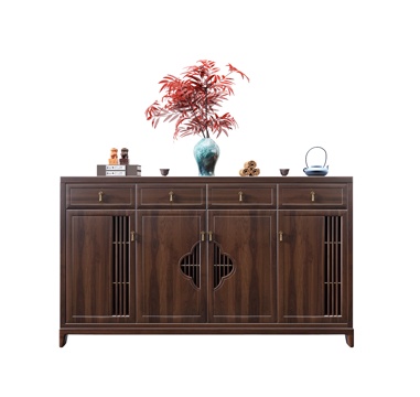 新中式餐边柜 中式边柜 中式端景柜  中式装饰柜 中式玄关柜su模型