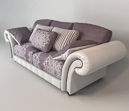 欧式双人沙发  布艺沙发 休闲沙发su模型