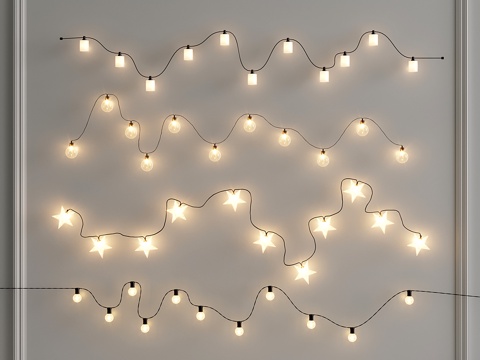  现代灯串 夜市装饰灯 露营星星灯 彩灯 小夜灯su模型 