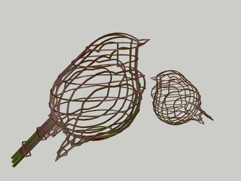 小鸟雕塑 铁丝雕塑su模型