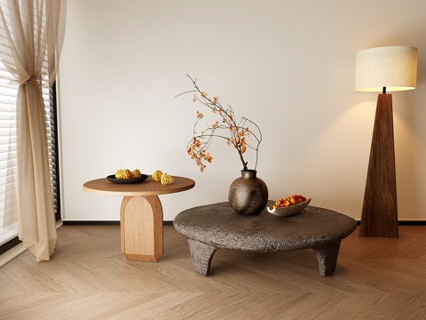 侘寂茶几 中古茶几su模型