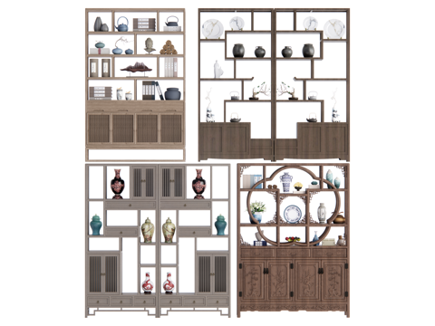 中式博古架su模型