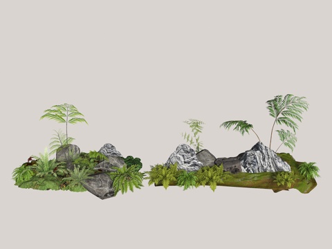 现代微地形 天井景观 庭院景观 庭院绿岛 室内庭院景观 花园su模型