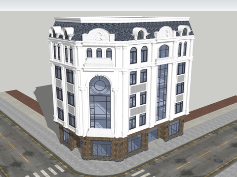 欧式建筑街景 建筑外观su模型