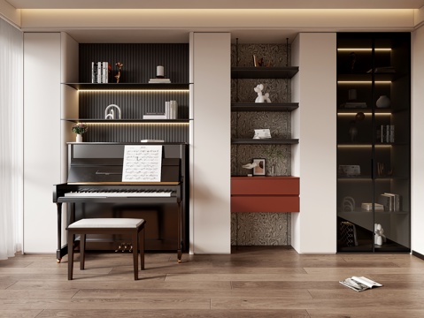 现代钢琴装饰柜 玄关装饰柜su模型