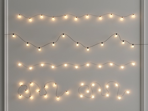  现代灯串 夜市装饰灯 露营星星灯 彩灯 小夜灯su模型 