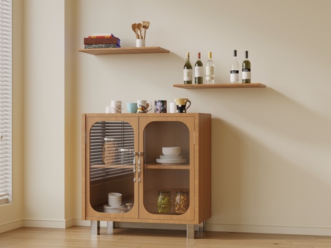 现代餐边柜 餐具柜su模型