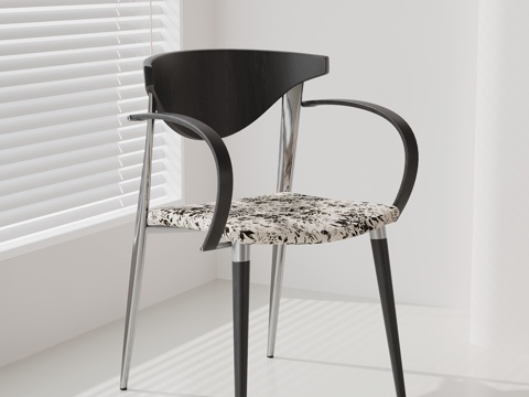 现代中古餐椅 休闲椅su模型