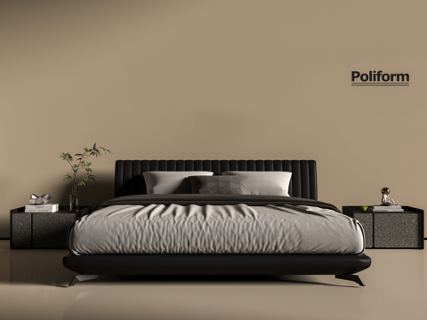  现代意式双人床 皮质床 现代意式床头柜3d模型 