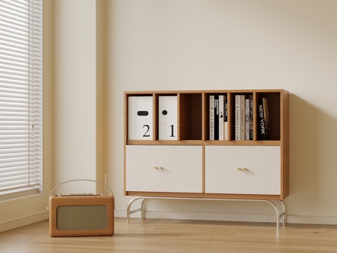 现代边柜 书柜 装饰柜su模型