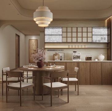  中古风餐厅 宋式餐厅 宋式美学餐厅 开放式餐厅 复古风餐厅3d模型 