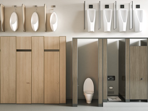 现代 公共卫生间门 卫生间隔断 卫生间门 蹲厕 卫生间 公厕su模型