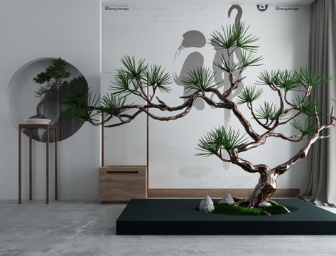  新中式禅意景观小品3d模型 