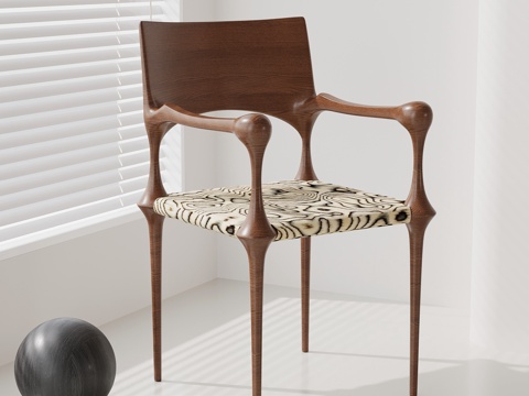 现代中古餐椅 休闲椅 椅子su模型