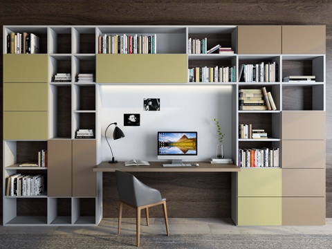  现代风格书柜3d模型 