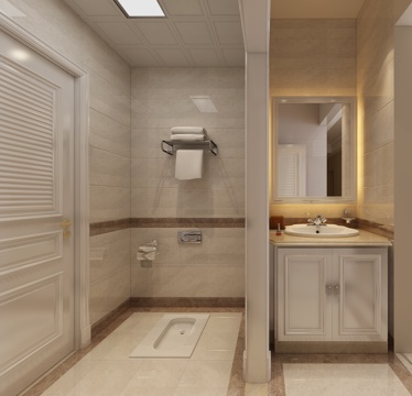  现代干湿分离卫生间3d模型 