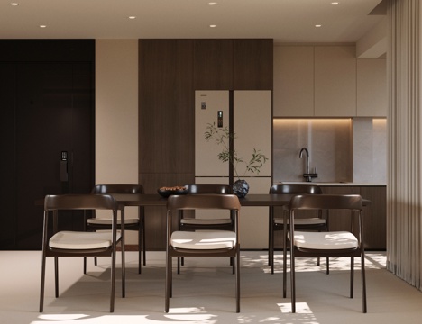  中古风餐厅 宋式餐厅 宋式美学餐厅 开放式餐厅 复古风餐厅3d模型 