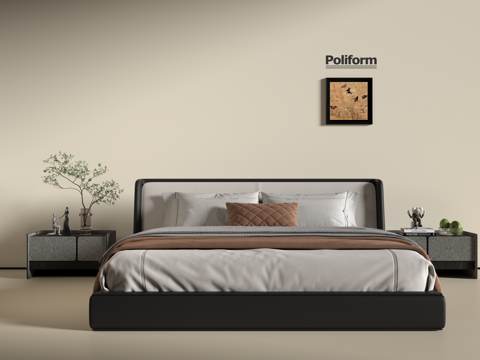  现代意式双人床 皮质床 现代意式床头柜 现代挂画3d模型 