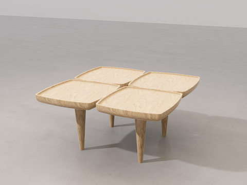 木质茶几su模型