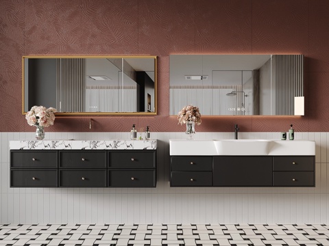 法式浴室柜su模型