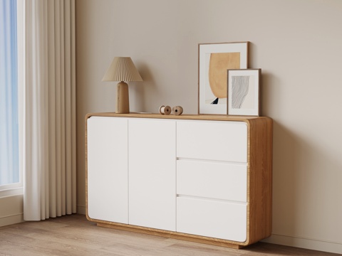 现代奶油风玄关柜 鞋柜su模型