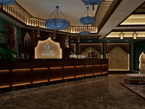  东南亚泰式按摩大厅3d模型 