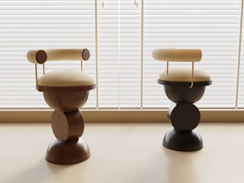 法式中古餐椅 梳妆凳 木餐椅 布艺餐椅su模型