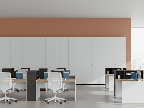 现代开放办公区su模型