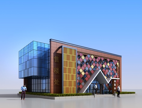  现代售楼处会所建筑3d模型 