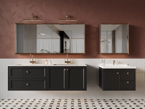 法式浴室柜su模型