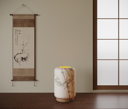 日式台灯 挂画su模型