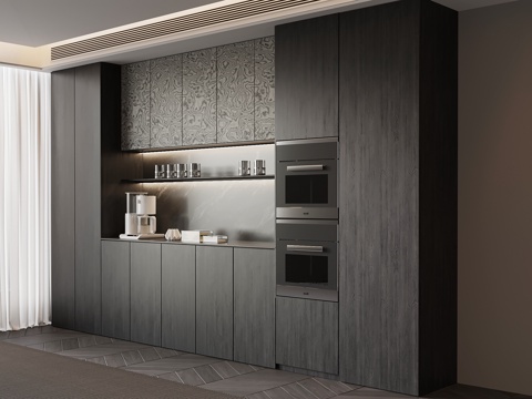 现代意式餐边柜 酒柜su模型