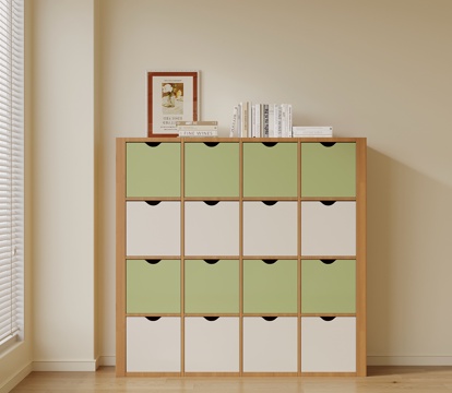 现代奶油风柜子 儿童柜 边柜 储物柜 书柜su模型