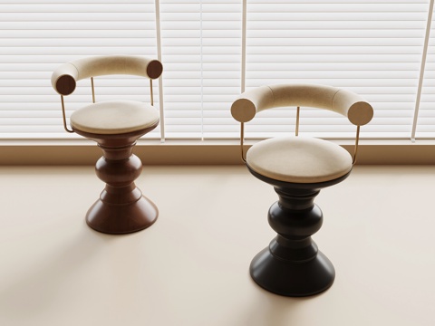 法式中古餐椅 法式中古餐椅 梳妆凳 木餐椅 布艺餐椅su模型