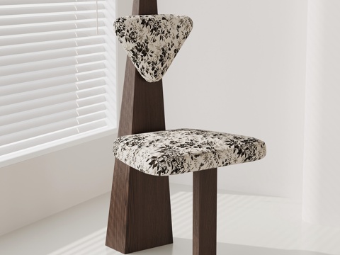 现代中古餐椅 休闲椅 餐椅su模型