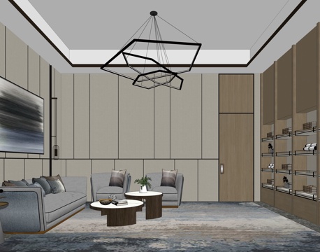 现代VIP室会客厅SU模型su模型