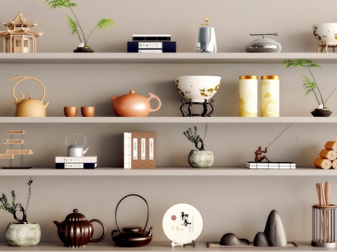 新中式宋式摆件饰品su模型