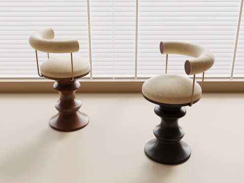 法式中古餐椅 法式中古餐椅 梳妆凳 木餐椅 布艺餐椅su模型